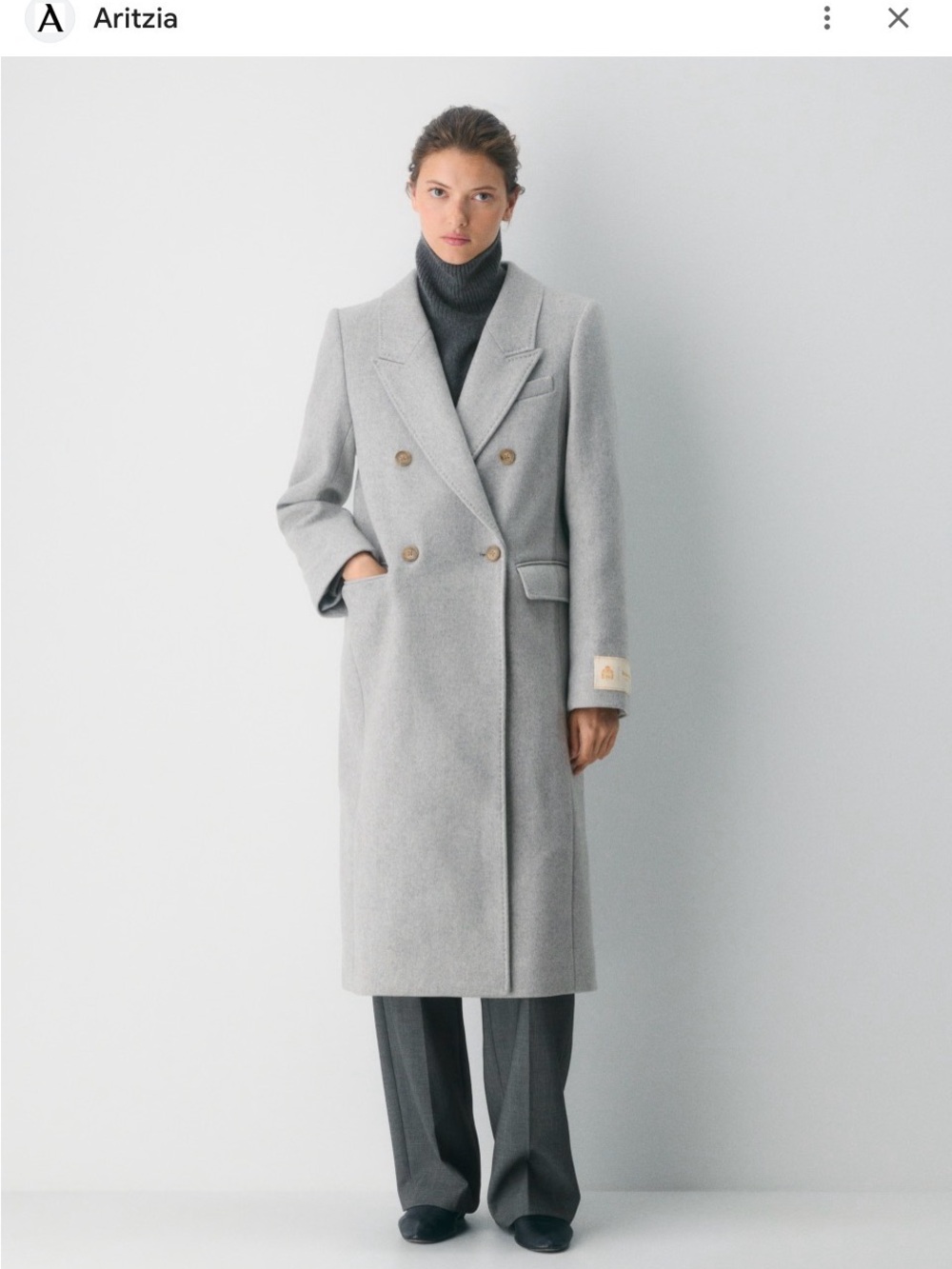 Aritzia Babaton: The Constant Coat - Light Gray Double-Breasted Wool/Cash coat
